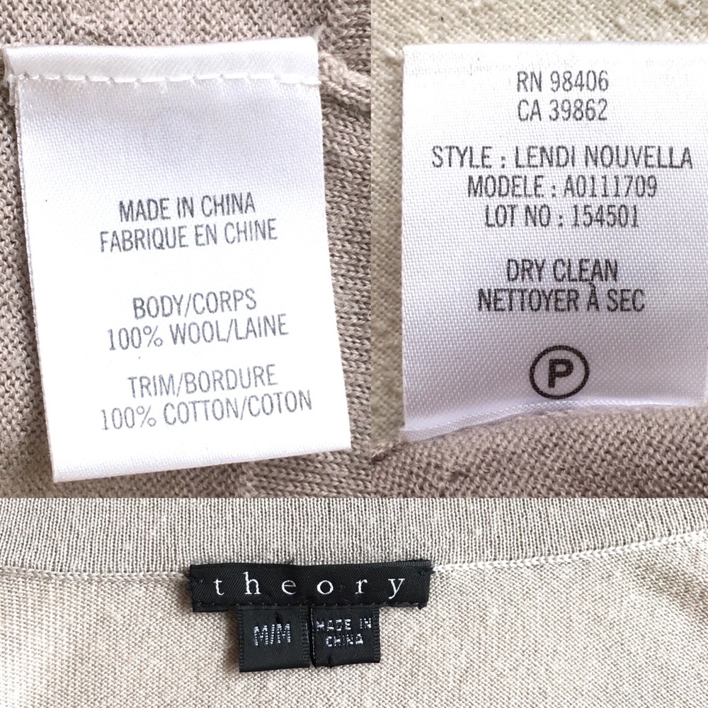 Theory Cardigan Women’s Medium, Tan, Brass Accents - Picture 8 of 8